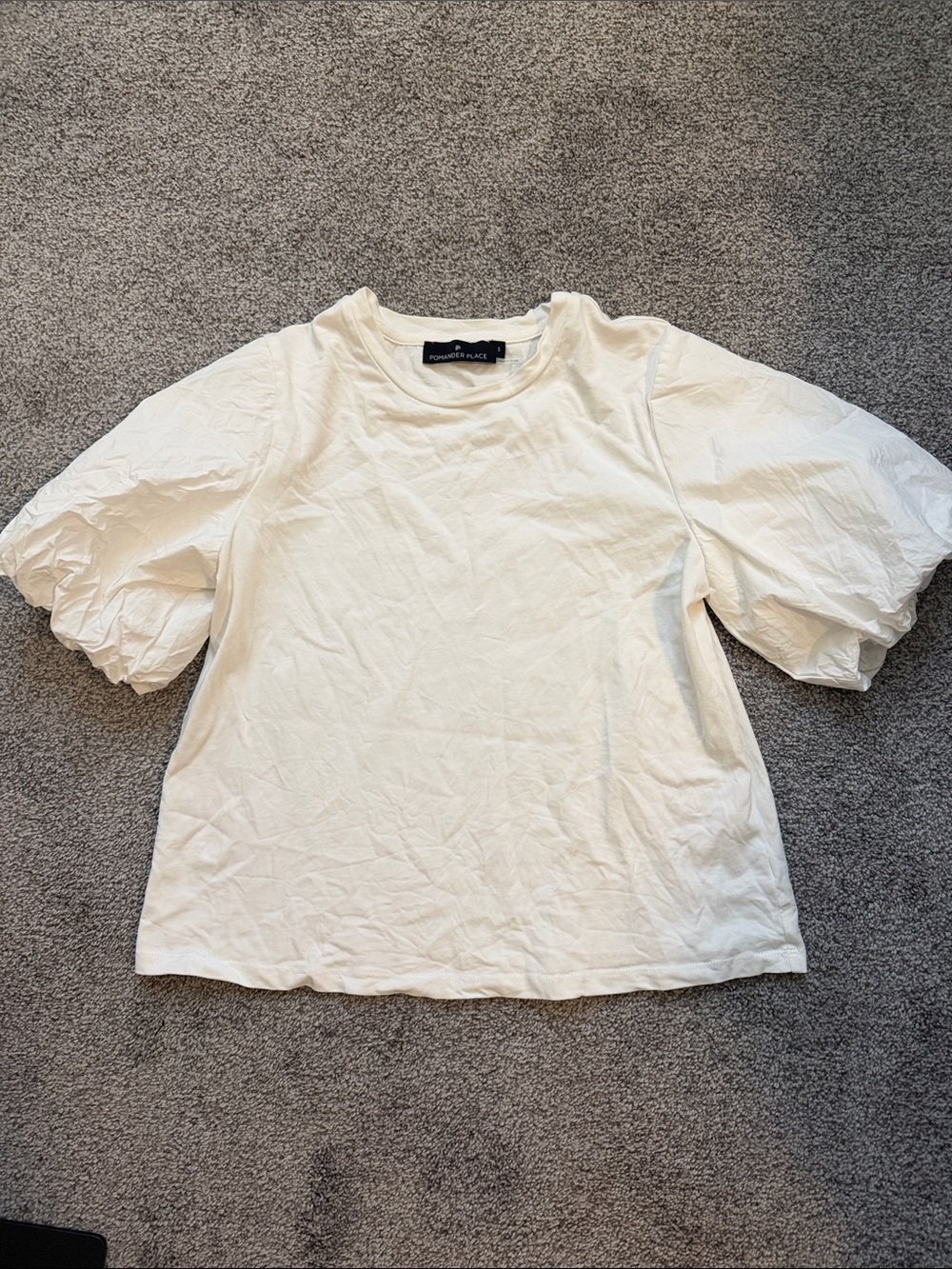 Pomander Place White Puff Sleeve Top Size Small